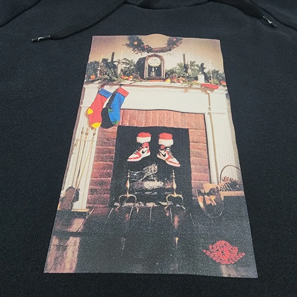 Air Jordan Jumpman Chimney Hoodie Mens M Black Christmas Holiday Sweatshirt